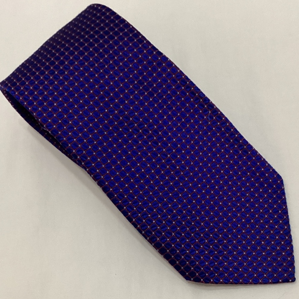 Michelsons of London 100% Silk Blue, Red and White Patterned Men's Tie